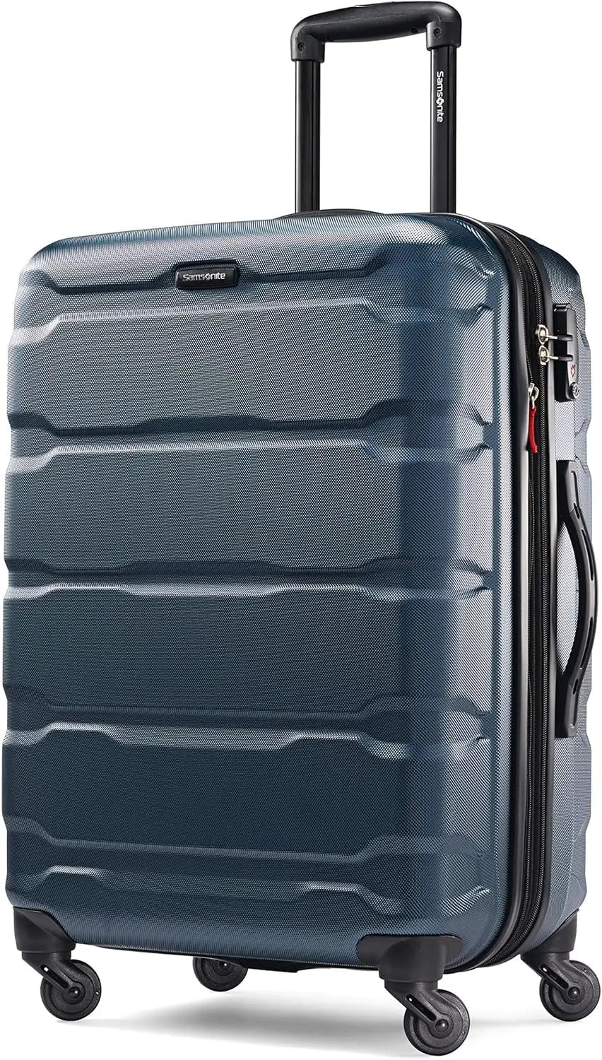 Expandable Hardside Spinner Luggage, Teal Checked-Medium 24-Inch, Durable Travel Suitcase with Smooth Wheels