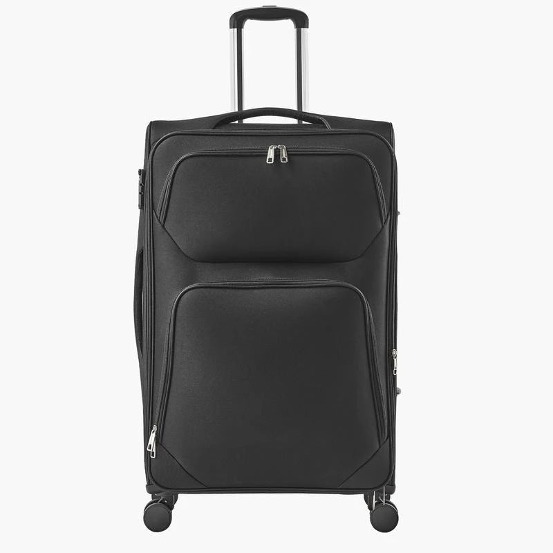 Softside Expandable Luggage with Spinner Wheels, 28-Inch Softside Checked Large Luggage, Lightweight Checked Suitcase with Expandable Zippered Pocket and TSA Lock, Black