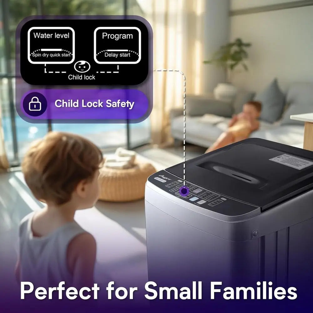 Compact 17.8lbs Automatic Washer and Spinner Combo with 10 Programs and 8 Water Levels, Ideal for RV, Dorm, and Home Laundry, Gr