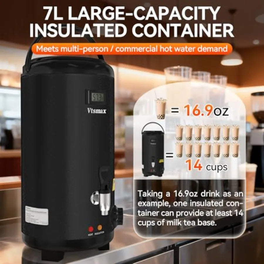 Electric Insulated Beverage Dispenser with Stand 2 Gallon Hot Cold Drink Dispenser 86-230 Adjustable Temperature Real-Time Temp