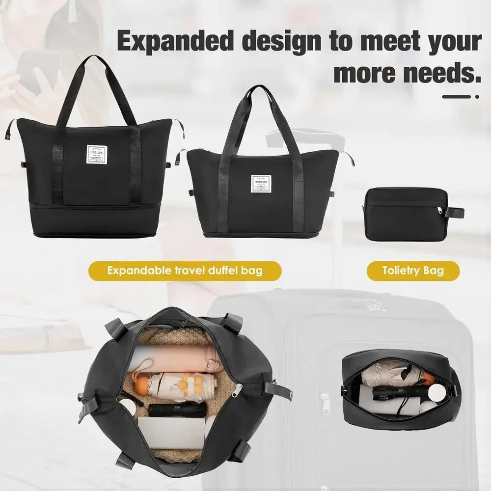 Expandable 3-Piece Luggage Set with Dual Bags: 22, 26, 30 Wheeled Suitcases with TSA Lock, Black