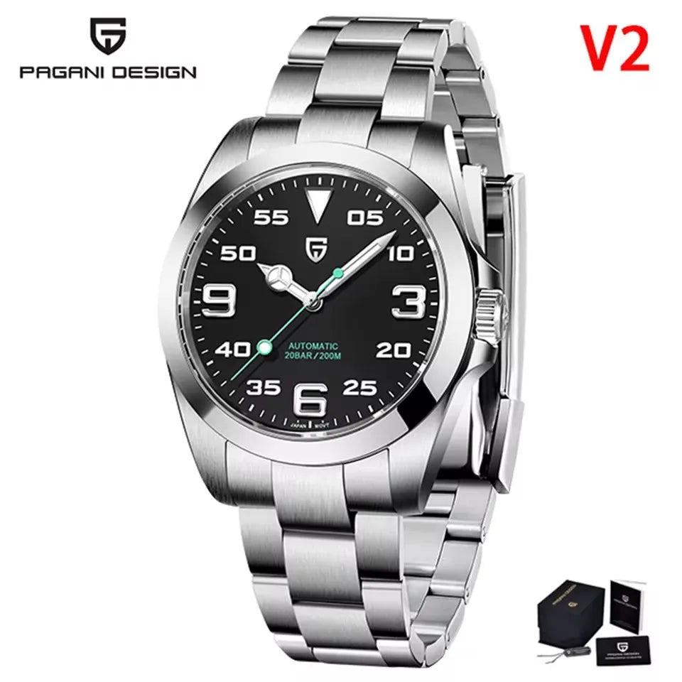PAGANI DESIGN 40MM Air King Men Automatic Mechanical Watch Luxury Sapphire Glass Stainless Steel AR Coating Watches for men gift