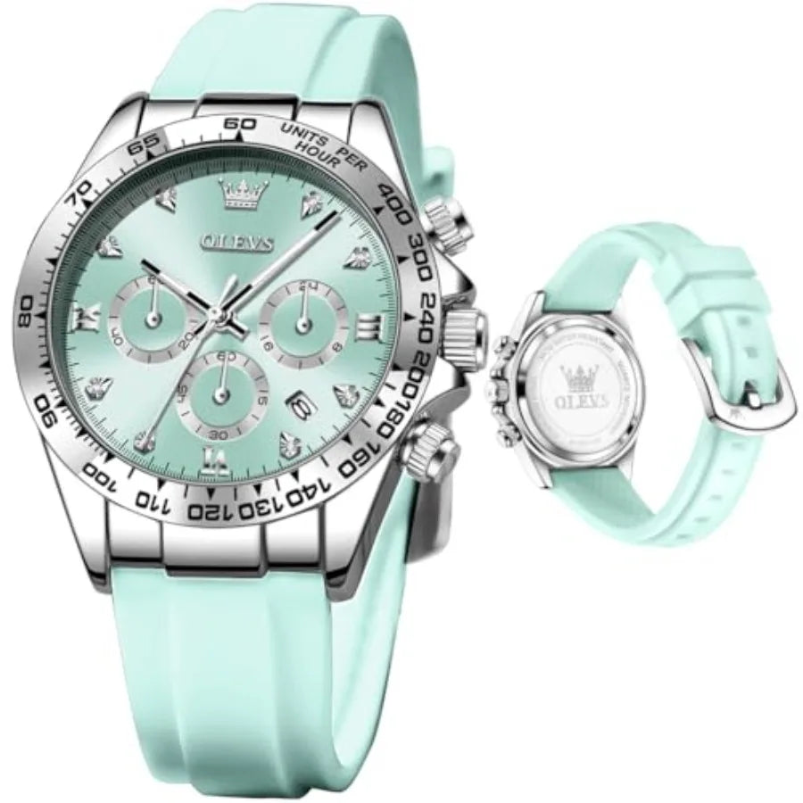 OLEVS Luxury Diamond Small Female Watches - Stainless Steel Bracelet, Waterproof Business Dress Analog Lumius Date Ladies Watch