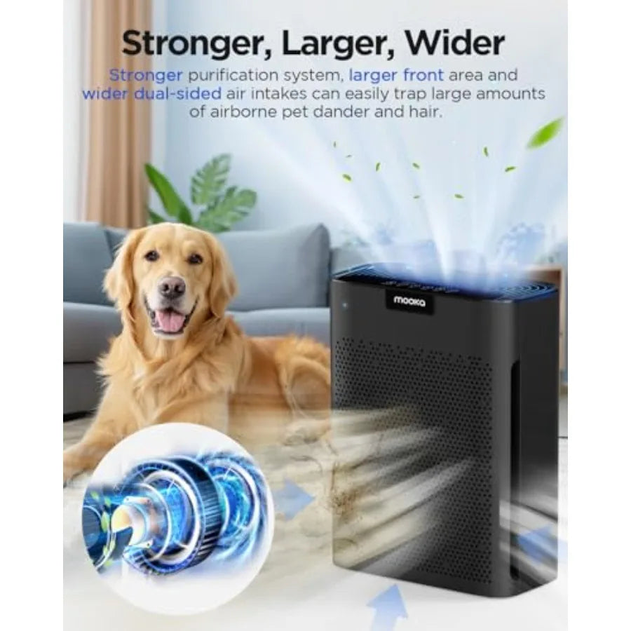 Air Purifier for Large Home Room 2200 Ft with Washable H13 HEPA Filter Black Air Cleaner for Pets Bedroom Smoke Dust Pollen Hai