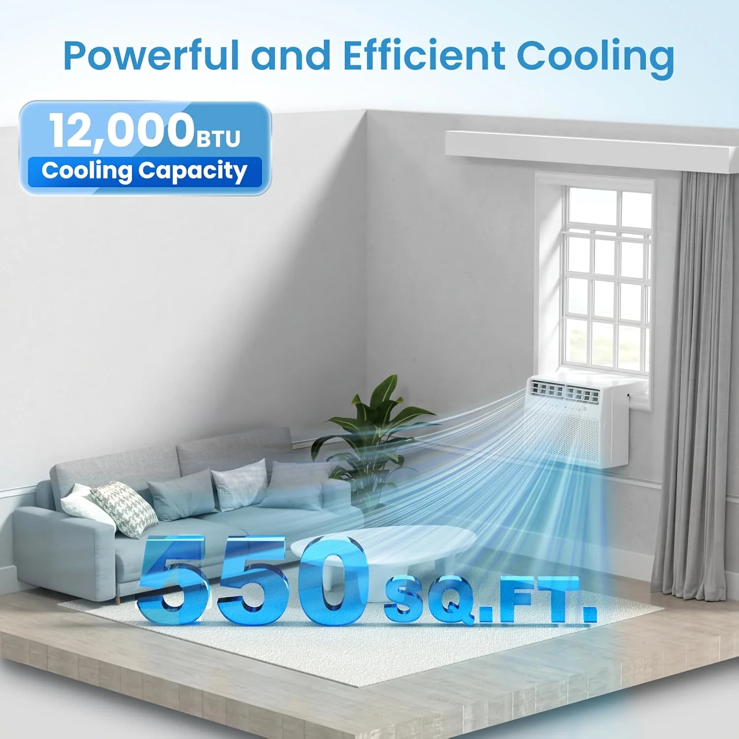 12, 000 BTU/10, 000 BTU Window Air Conditioners, U-Shaped Air Conditioner Window Unit Cools Up To 550 Sq. Ft, 6 Modes 24H Timer