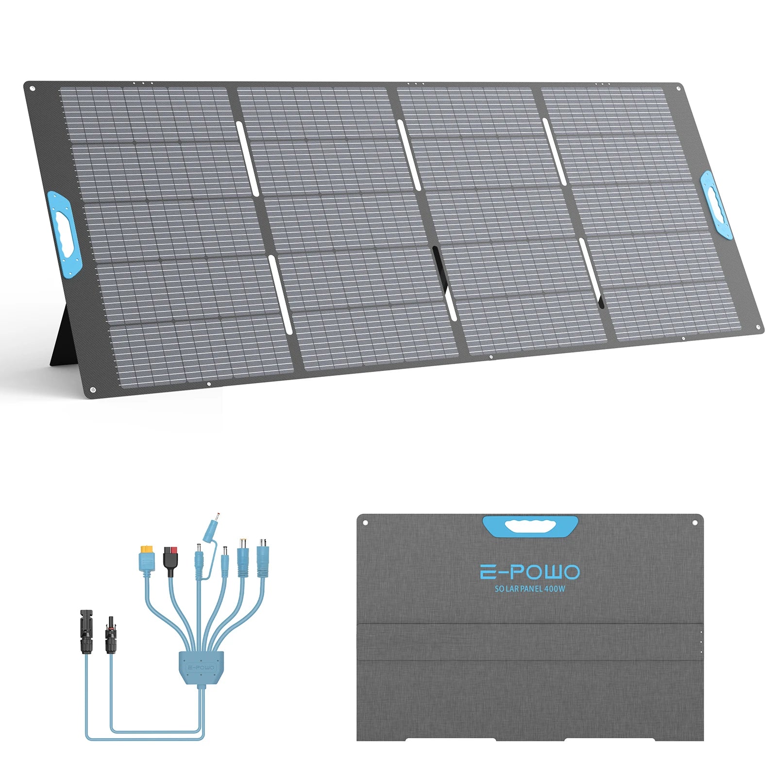 E-POWO Portable Monocrystalline Solar Panel Foldable ETFE Solar Charger Efficiency Waterproof for Power Station Camping Hiking
