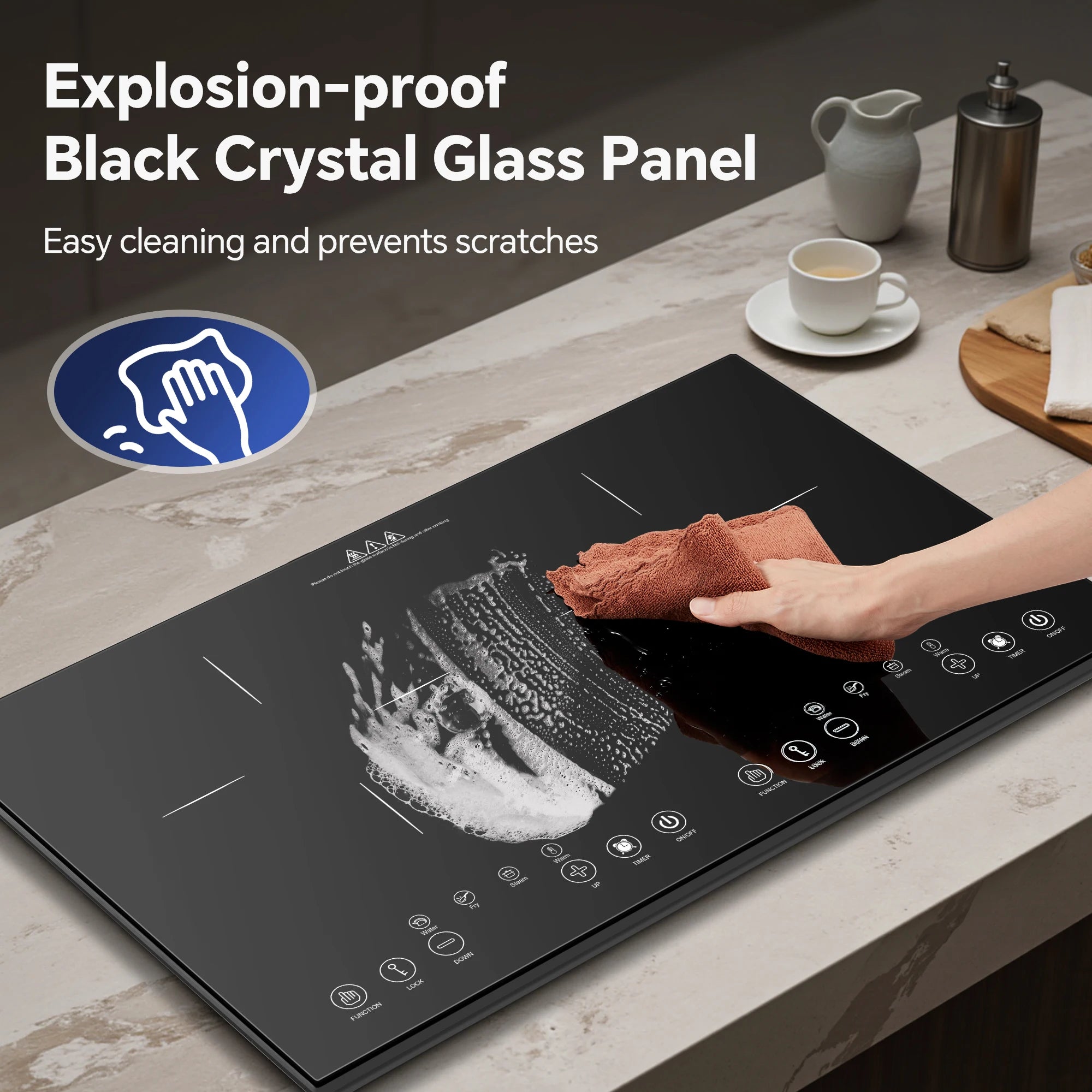 24/36 inch 1800/10800W  2/5 Burner Induction Cooktop Touch Control in Black 8/9 Power Level