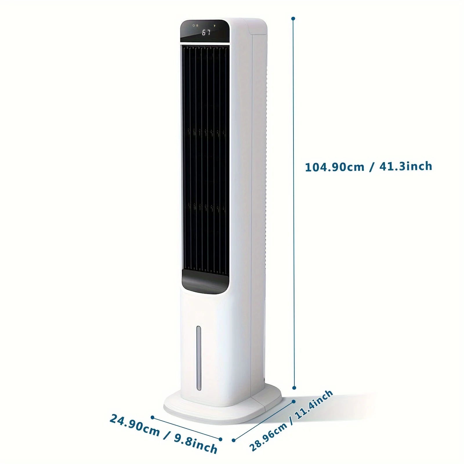 Portable Evaporative Cooler, Swamp Bladeless Tower Fan Air Conditioner with Ice Cooling And Humidification, 4 Ice Packs, 70 Degr
