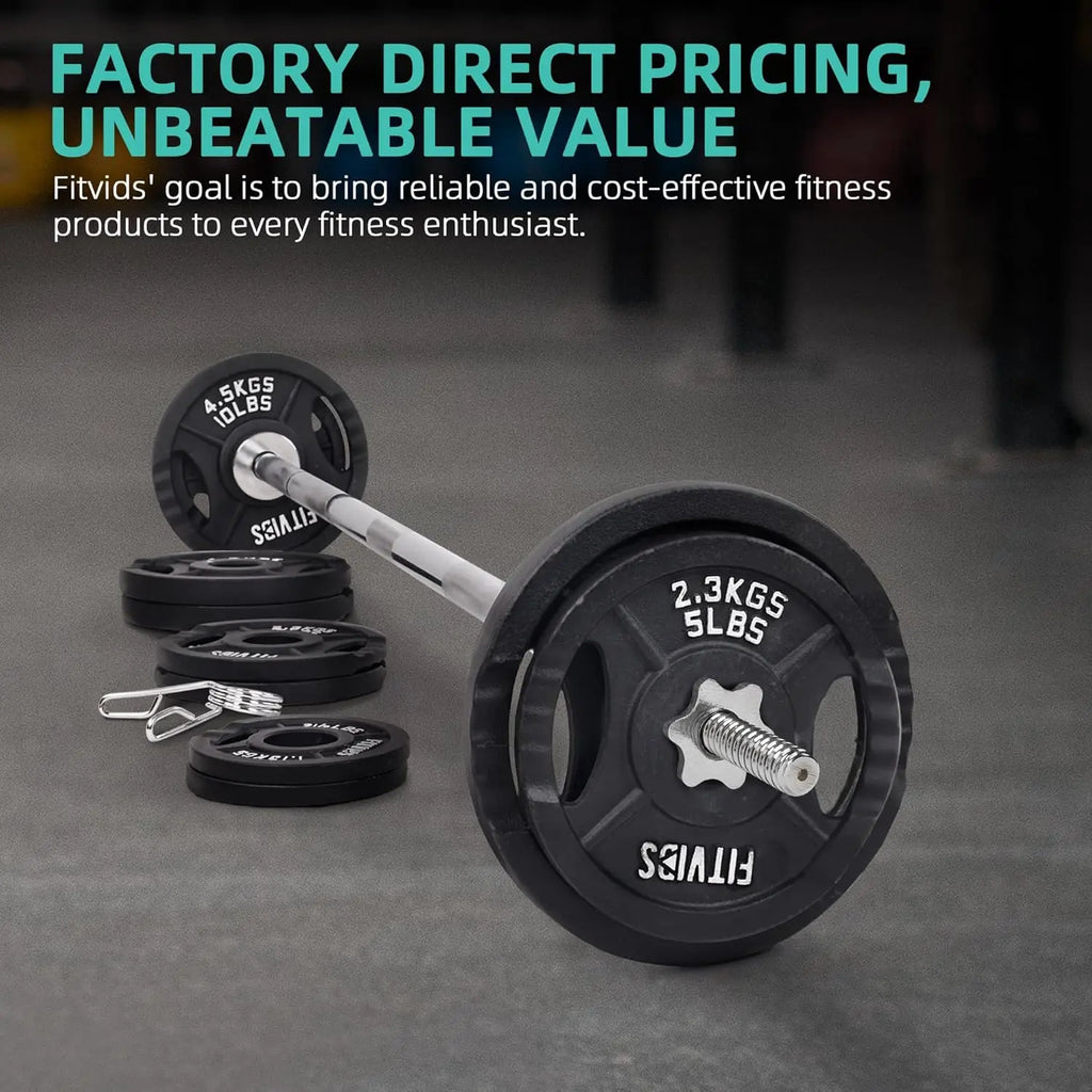 95-Pound Cast Iron Weight Set with 5FT Barbell Bar, Star Locks, and Multiple Plates for Home Gym