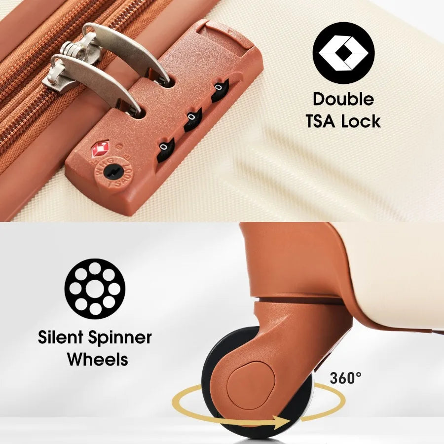Hardshell luggage sets for travel: polycarbonate, black, ultra-lightweight with TSA lock and smooth spinner wheels