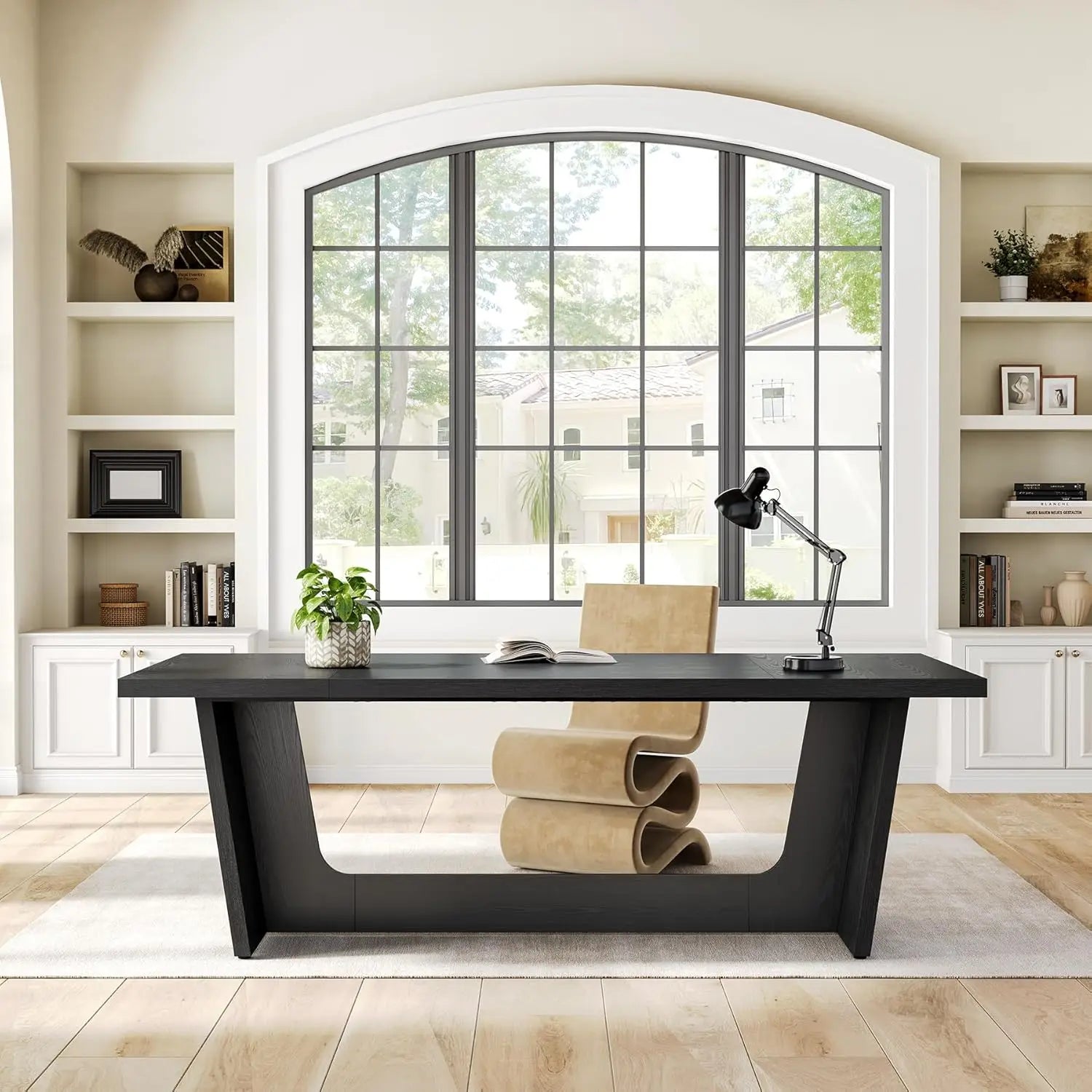 Executive Desk, Brown Computer Desk, Industrial Simple Study Writing Table, Large Workstation Business Furniture for Home Office