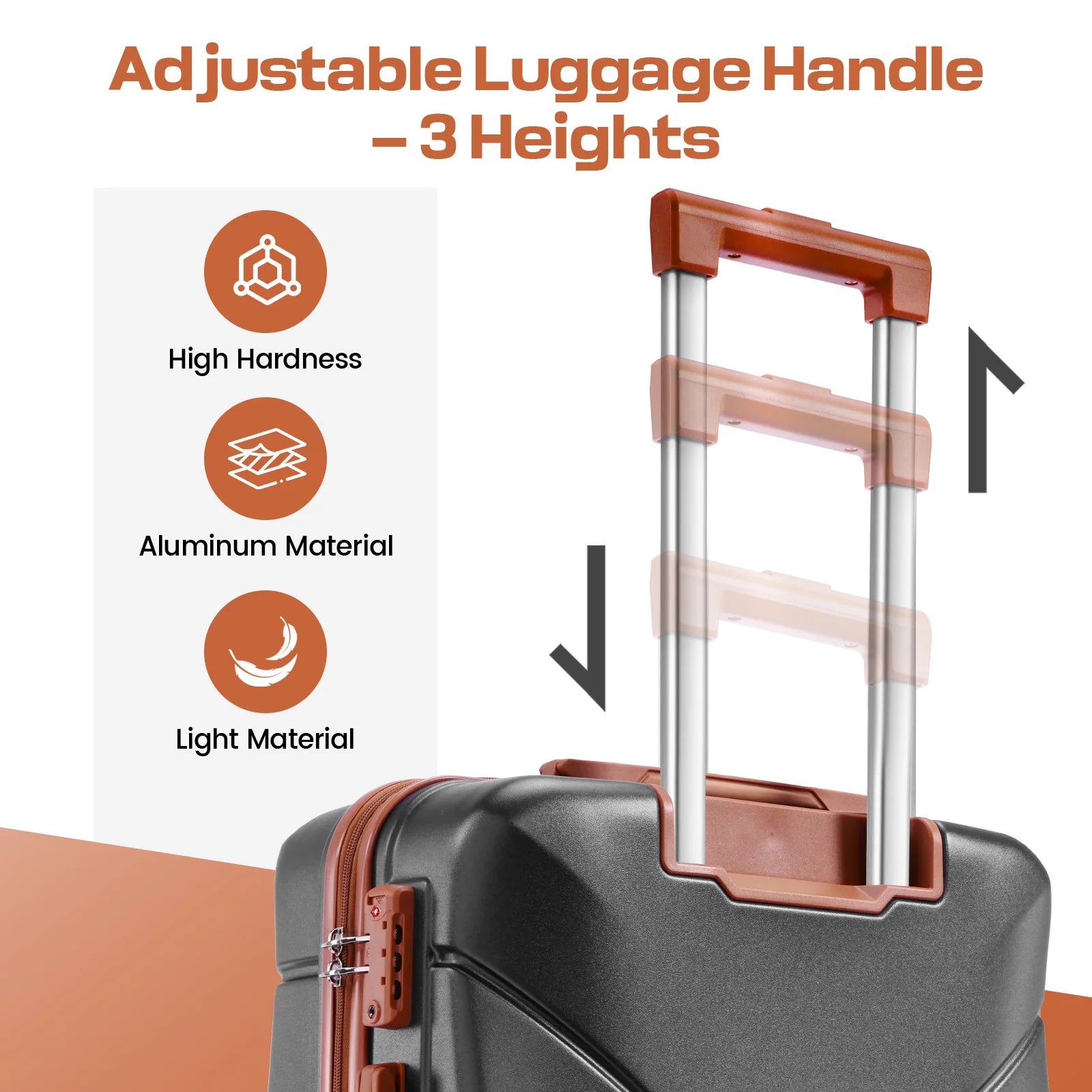 3pcs Luggage Set ABS Hardshell Suitcase With Spinner Wheel TSA Lock Side Hook Carry On Luggage For Business Trip 20/24/28 Inch