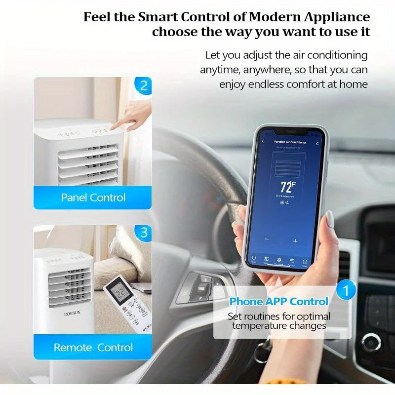 Smart 10000 BTU Portable Air Conditioner with Heat, 4-in-1 Cooler, Heater, Dehumidifier & Fan, Room Mobile AC Unit with Remote &