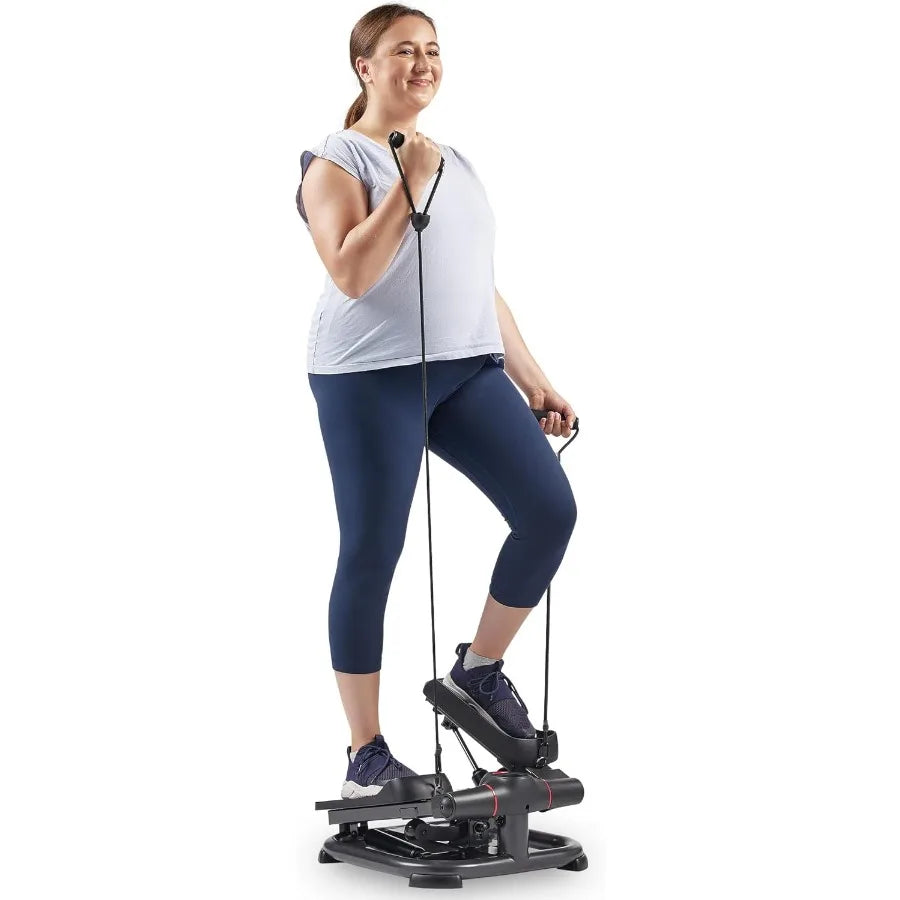 2-in-1 Premium Power Stepper with Resistance Bands, Low-Impact Cardio, Space-Saving, Height-Adjustable, with Enhanced Bluetooth