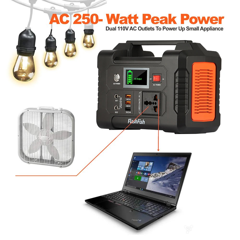 Flashfish E200 Portable Power Station 40800mAh/151Wh Solar Generator 200W Battery Power Station With 3 Charging Modes for Home