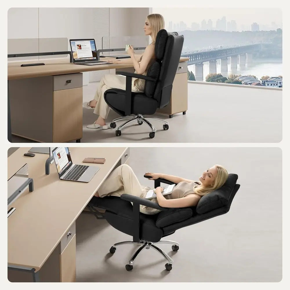 Ergonomic Zero Gravity Reclining Office Chair with Adjustable Headrest and Footrest, 170° Comfortable Leather Executive Desk Cha