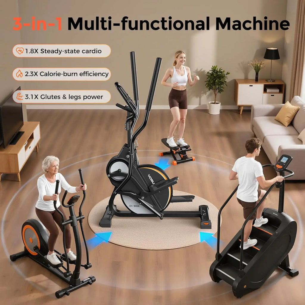 YOSUDA Elliptical Exercise Machine,3-in-1 (Elliptical+Cardio Climber+Stair Stepper) Elliptical Machine for Home,Quiet Magnetic