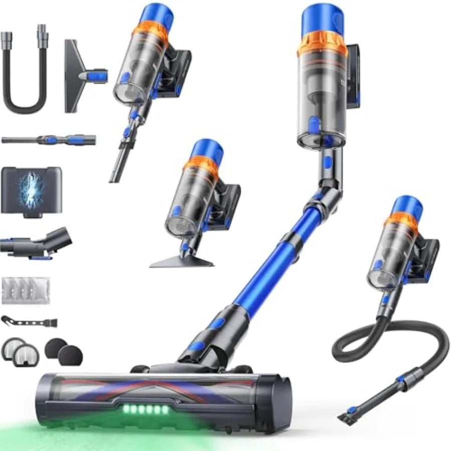 Cordless Vacuum Cleaner 650W 55KPa 70Mins Stick Vacuum with Bendable Wand 3.3ft Hose Auto Mode Self-Standing Aromatherapy V-Sha