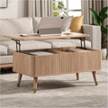 Lit Top Coee Table with Storage, Century ern Coee Table with Solid Wood Legs, 38" Minimalist luted Center Table or Living Room,