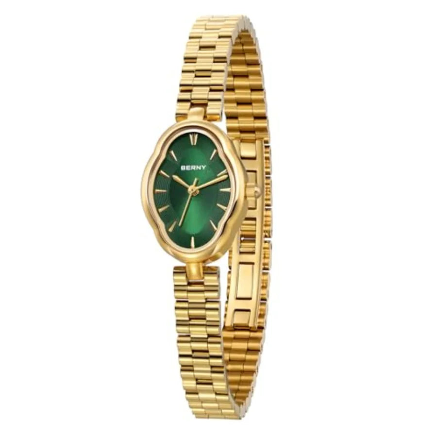 Watches for Women Dainty Ladies Quartz Watch Vintage Copper Mirrors Shape Japanese Quartz Movement 3ATM Waterproof Fashion Fema