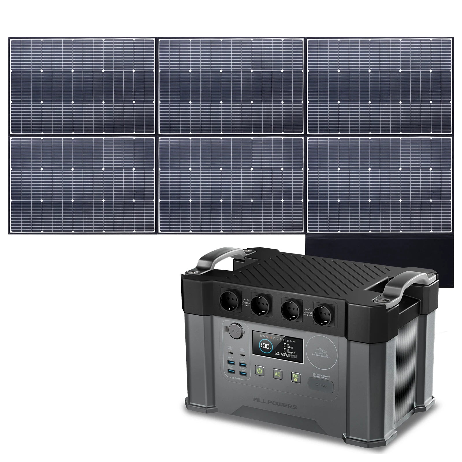 ALLPOWERS S2000 Pro 1451Wh 2400W Portable Solar Power Station & Foldable Solar Panel SP039 600W solar Charger for Camping Home
