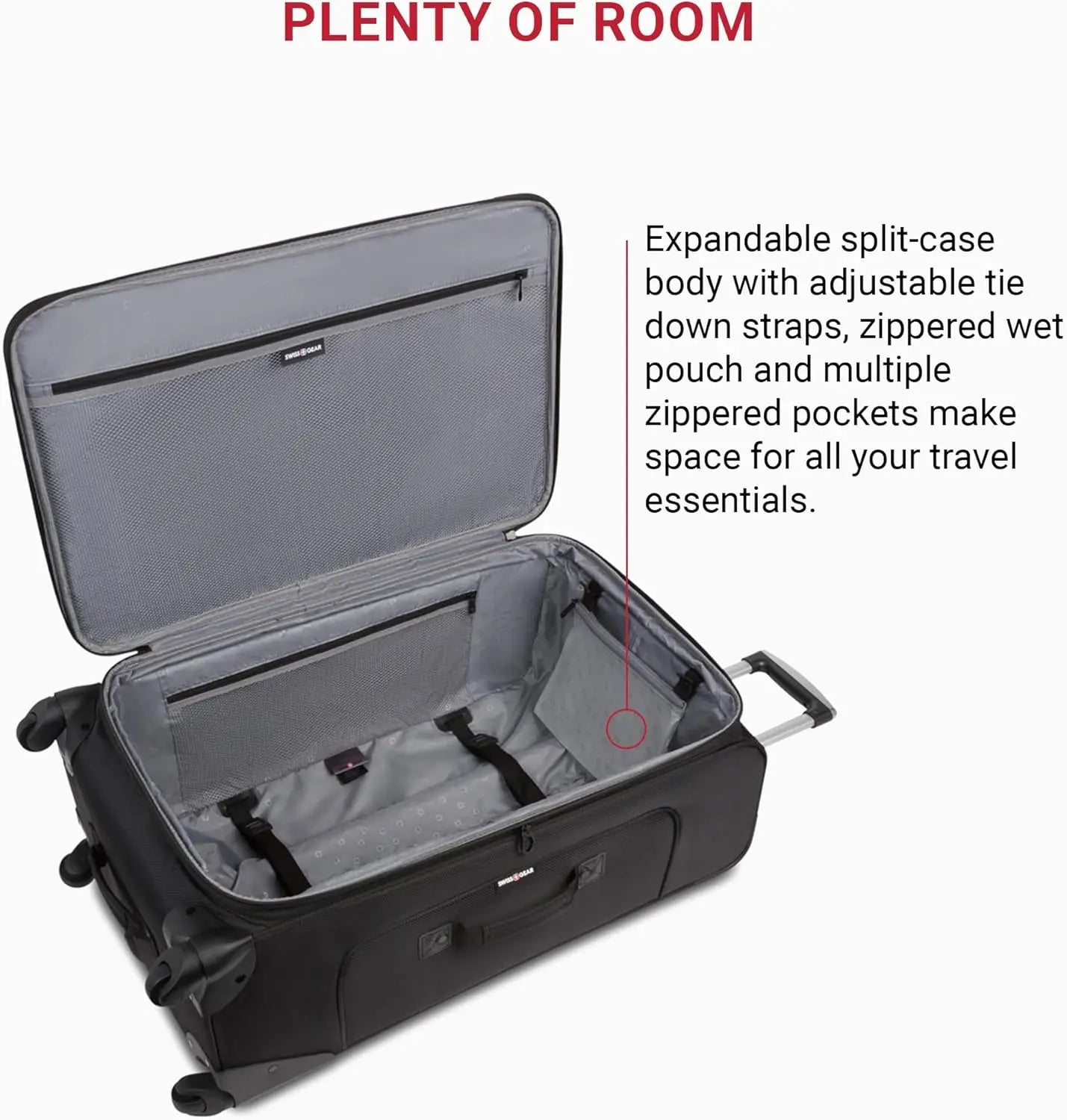 Expandable Spinner Luggage, Durable Lightweight Travel Suitcase, Black, Checked-Large 29-Inch
