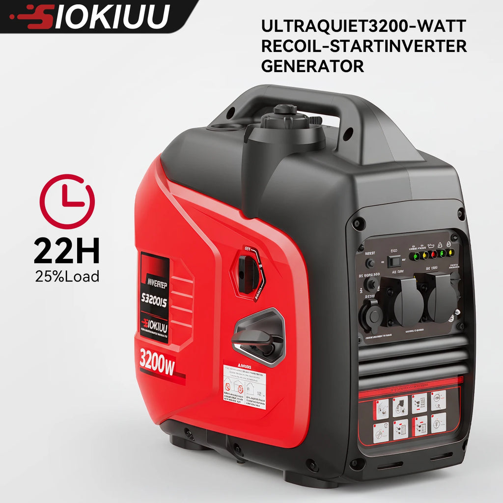 3200W Portable Inverter Generator operating power 2600W, EPA, Ultra Quiet, CO Alarm, Parallel Ready, Camping RV Home Emergency