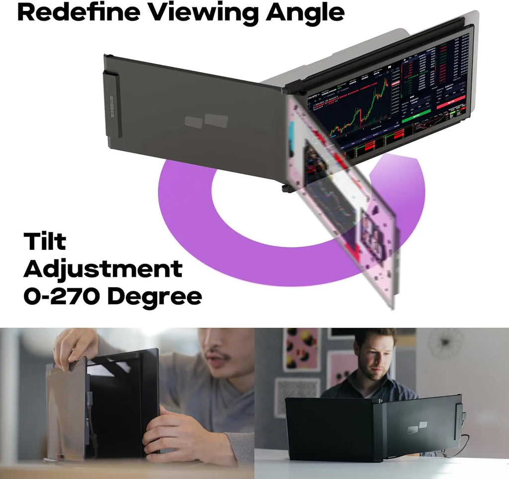 13.3" FHD 1080P Portable Monitor, USB-C/HDMI Plug & Play Laptop Screen Extender, Compatible with Windows/Mac, Ultra-Slim & Lightweight