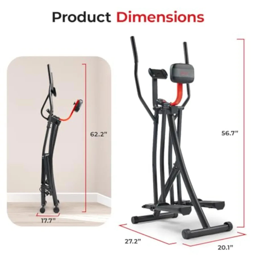 Foldable Air Walk Elliptical 30 Long Stride Full-Body Cardio Cross Trainer for Home Office with Bluetooth SunnyFit App and Adju