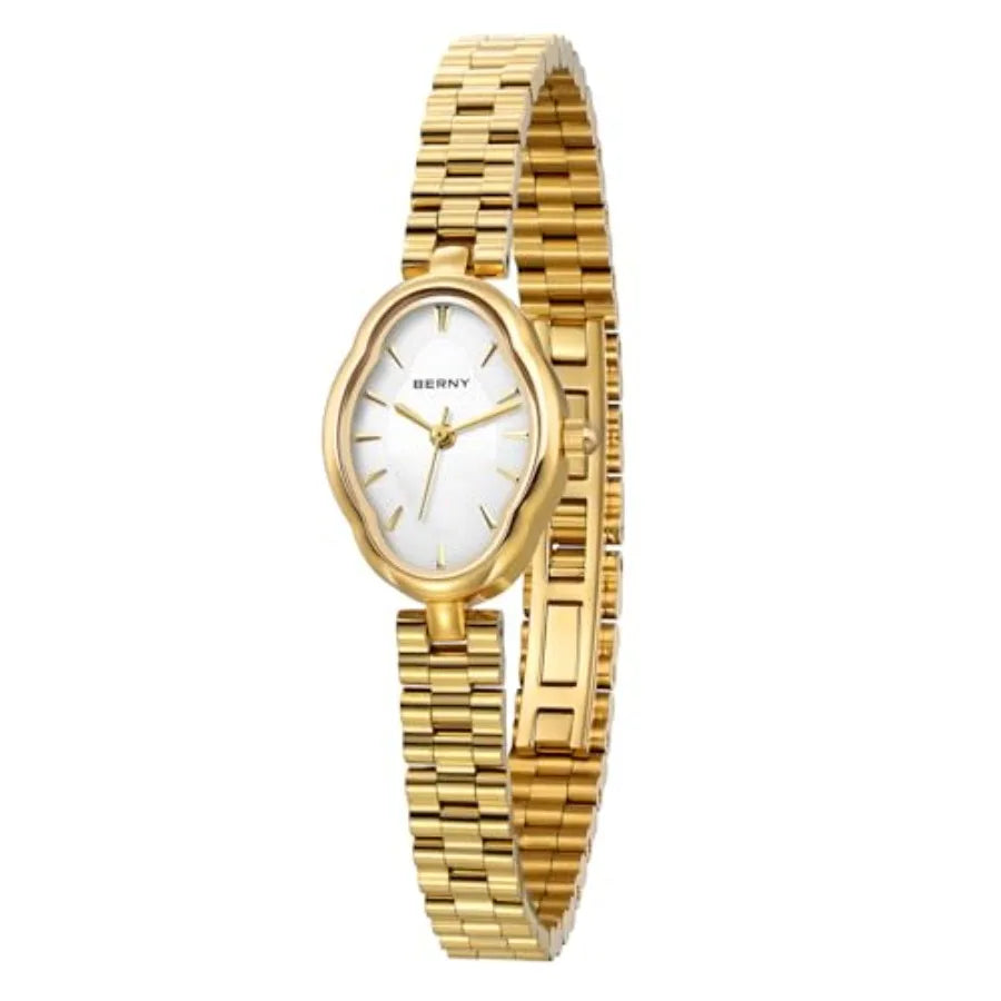 Watches for Women Dainty Ladies Quartz Watch Vintage Copper Mirrors Shape Japanese Quartz Movement 3ATM Waterproof Fashion Fema