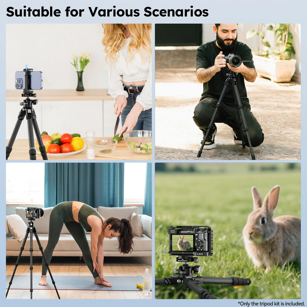 SIRUI AM-224S+G0 Portable Tripod For Camera Phone Action Camera Accessories Support Weight Up To 10KG Carbon Feather