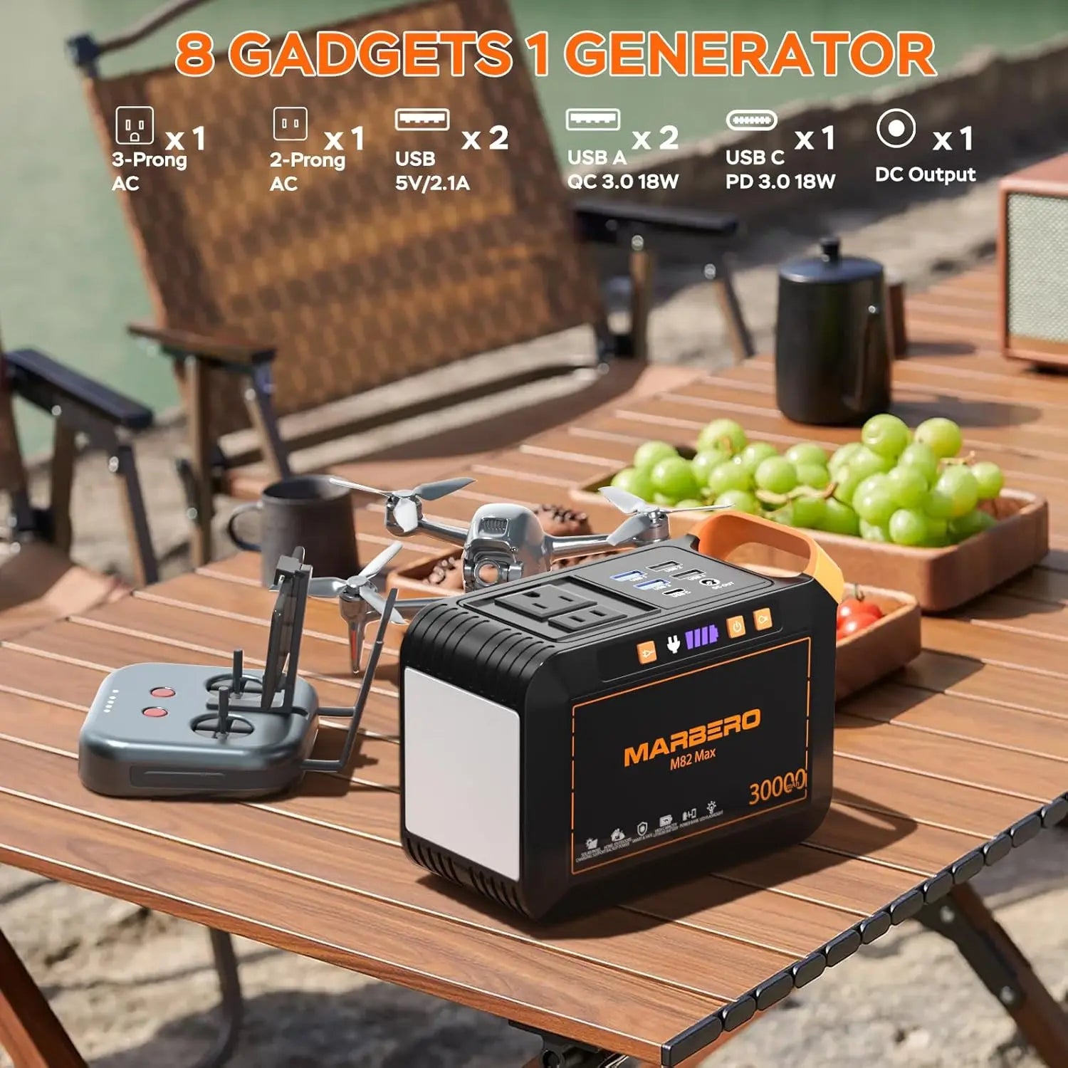111Wh Portable Solar Generator with 30W Panel & AC Outlet, Ideal for Camping, Outdoor Adventures, and Emergency Power