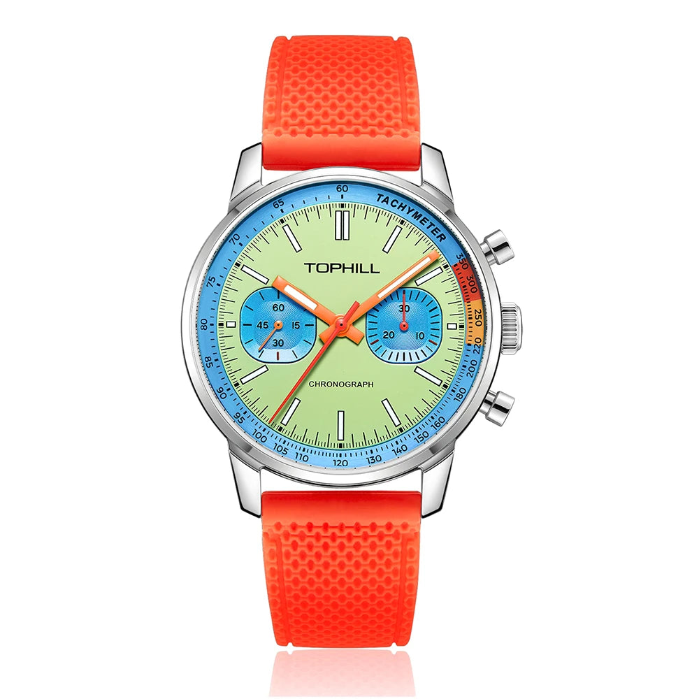TOPHILL Men's Chronograph 1963 Pilots Watch with Seagull ST1901 Movement Mechanical Luminous Wristwatch 40mm Sapphire Waterproof