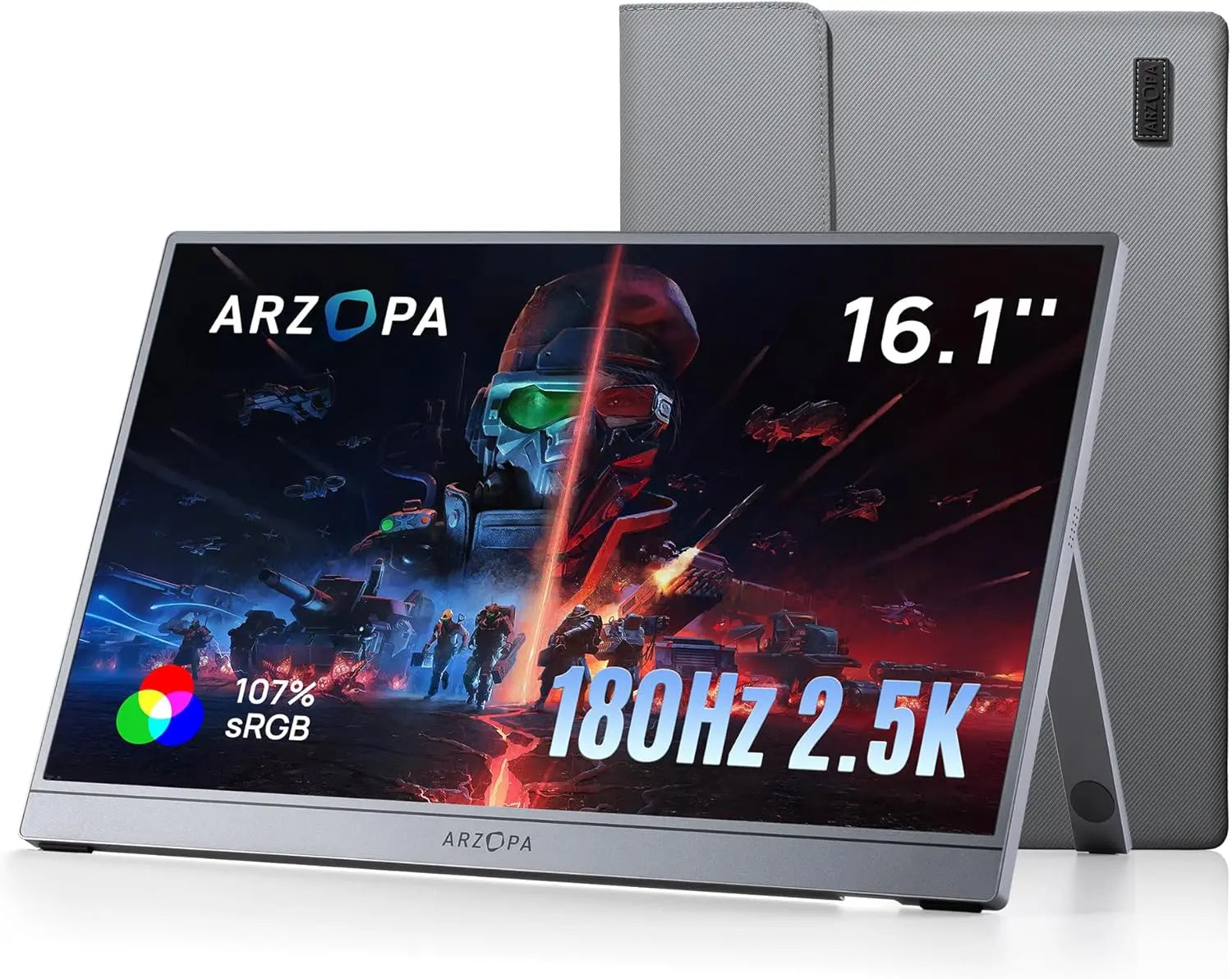 16.1" 180Hz 2.5K QHD Portable Monitor, 2560x1440, 107% sRGB, HDR, Ultra Slim, External Screen for Laptop, PC, PS5, Mac, Xbox