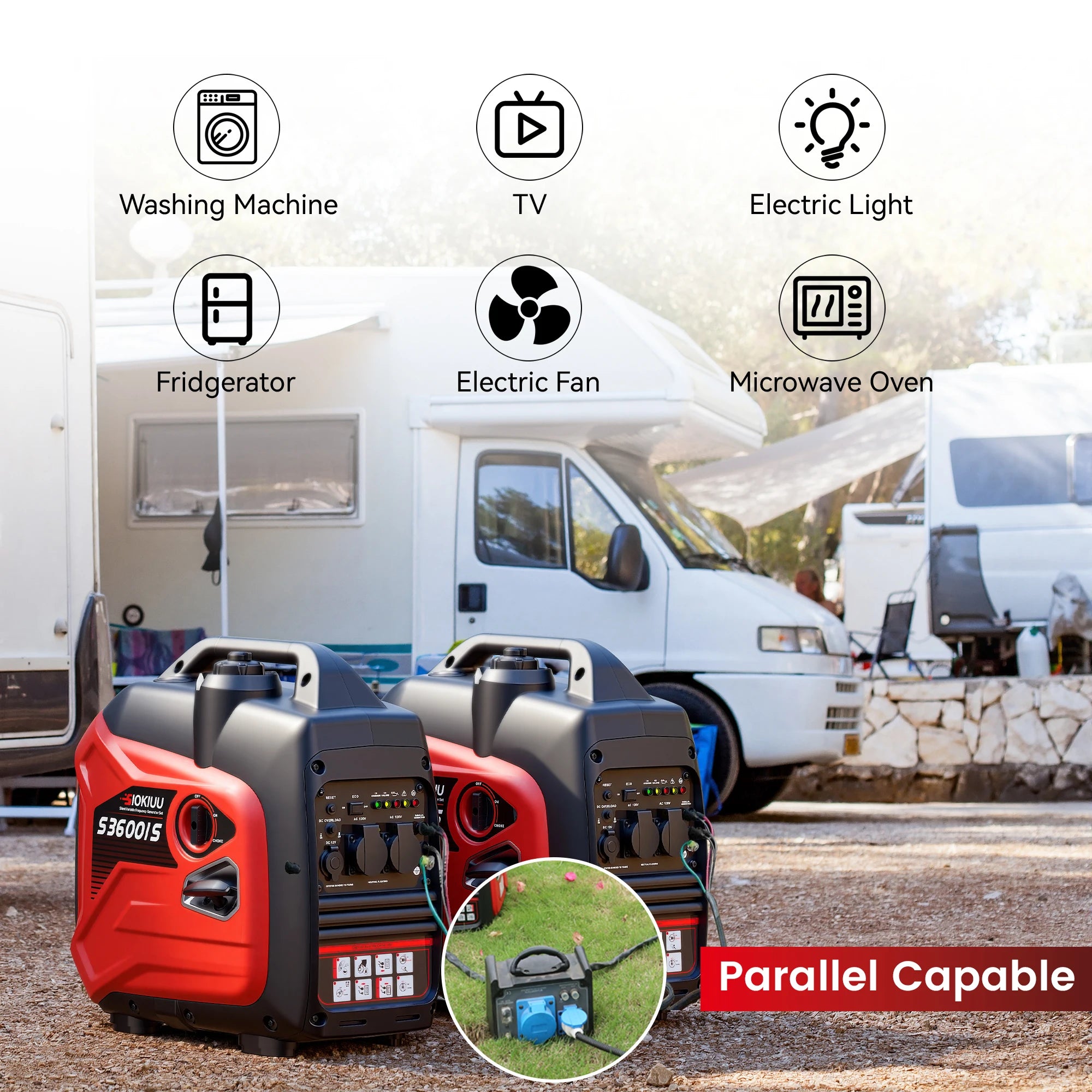 3600W Portable Inverter Generator operating power 3000W, EPA, Ultra Quiet, CO Alarm, Camping RV Home Emergency Power