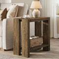 Narrow Side Table, Farmhouse Wooden Sofa End Table With Bottom Shelf, Skinny Accent Nightstand For Small Space, Living Room, Be
