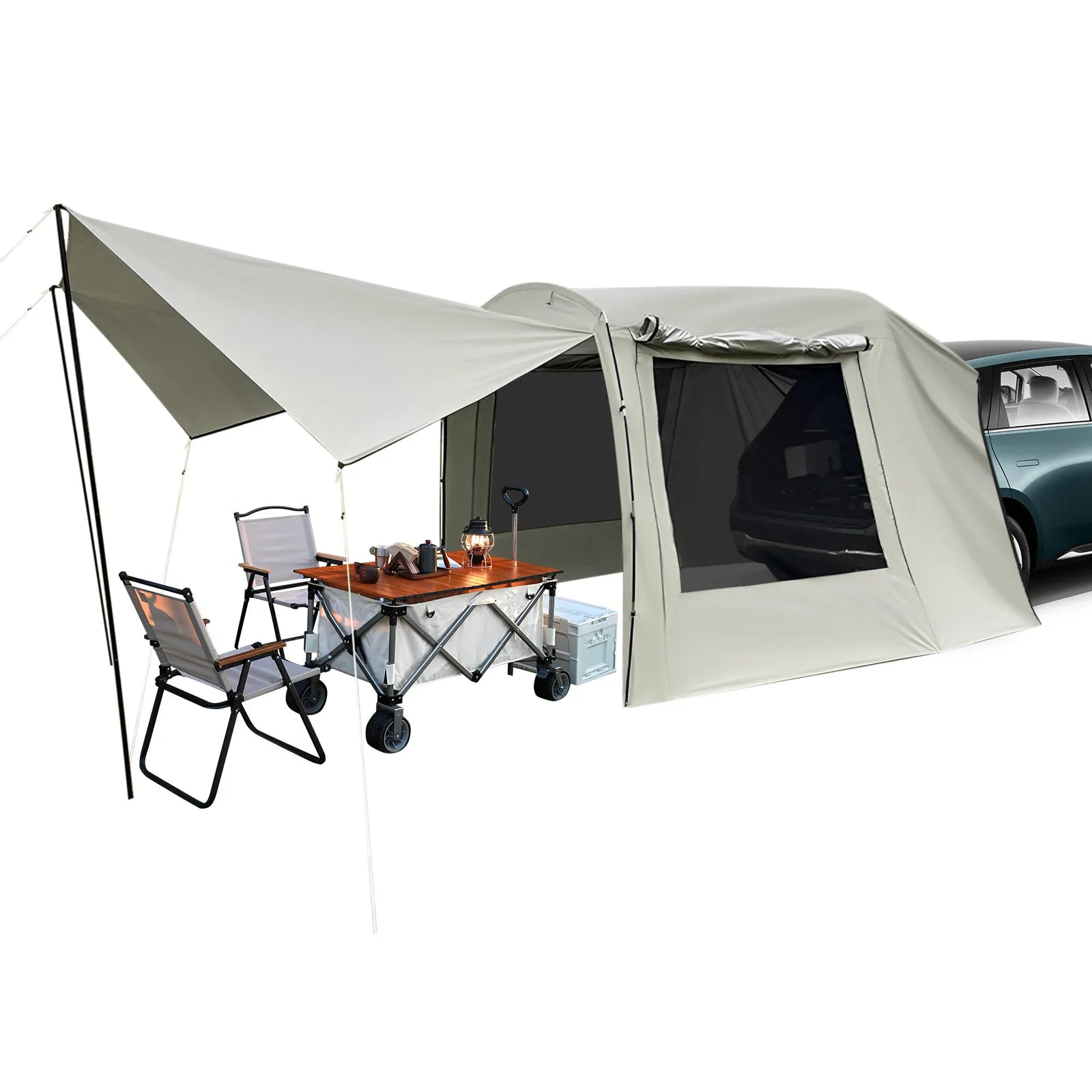 Car Box Docking Tent Camping Family Dome Tent Sunshade PU3000 Waterproof & UV40 Sun Protection 9.35x7.87ft Spacious Shelter