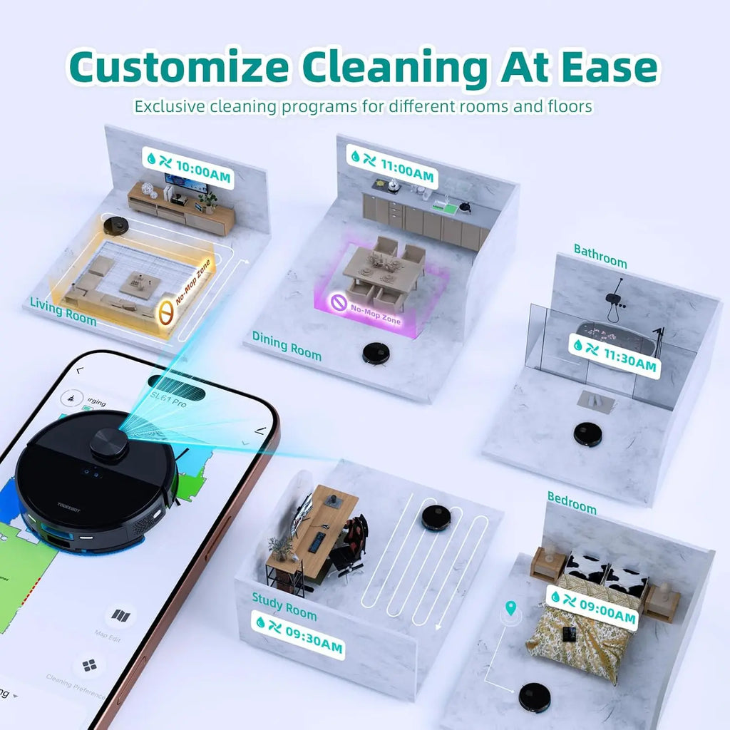 Self-Emptying Robot Vacuum with Mop, Lidar Navigation, WiFi/Alexa Control, Ideal for Pet Hair and All Floors