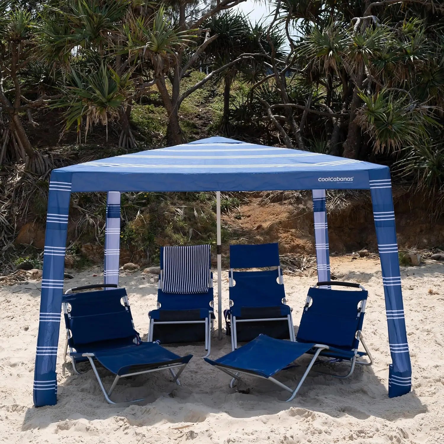 Beach Shade Tent Easy Setup UPF 50+ Protection Large & Medium Sizes Compact Wind Resistant Family Cabana Navy Medium