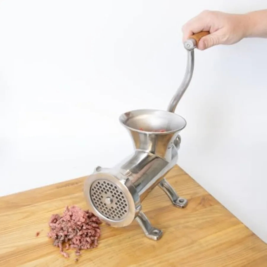 Manual HandCranked Stainless Steel Meat Grinder 22 for Home Use: Ideal for Kitchen Meal Prep Easy to Clean and Store Perfect fo