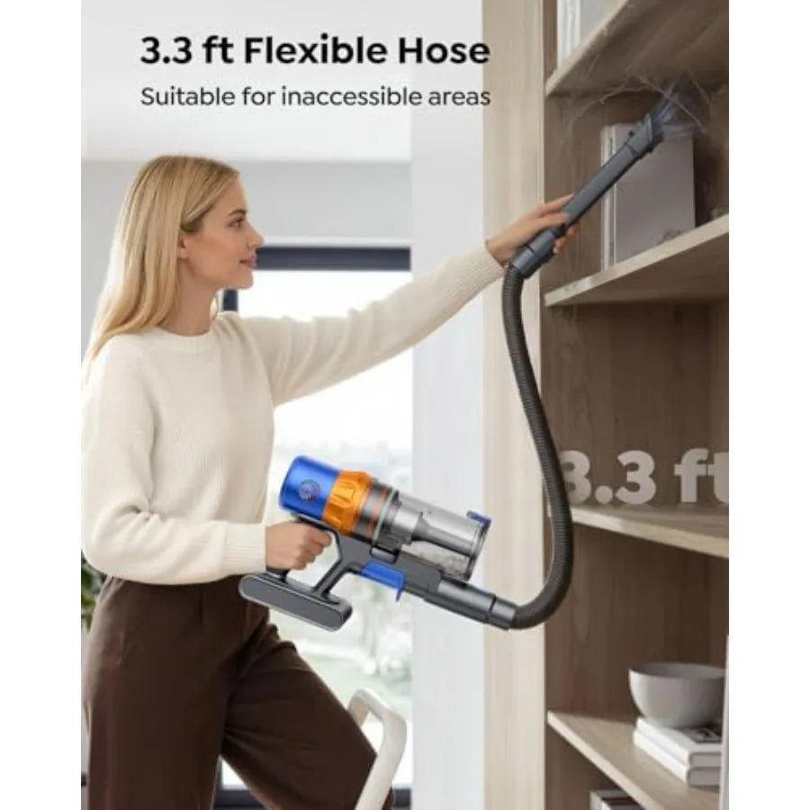 Cordless Vacuum Cleaner 650W 55KPa 70Mins Stick Vacuum with Bendable Wand 3.3ft Hose Auto Mode Self-Standing Aromatherapy V-Sha