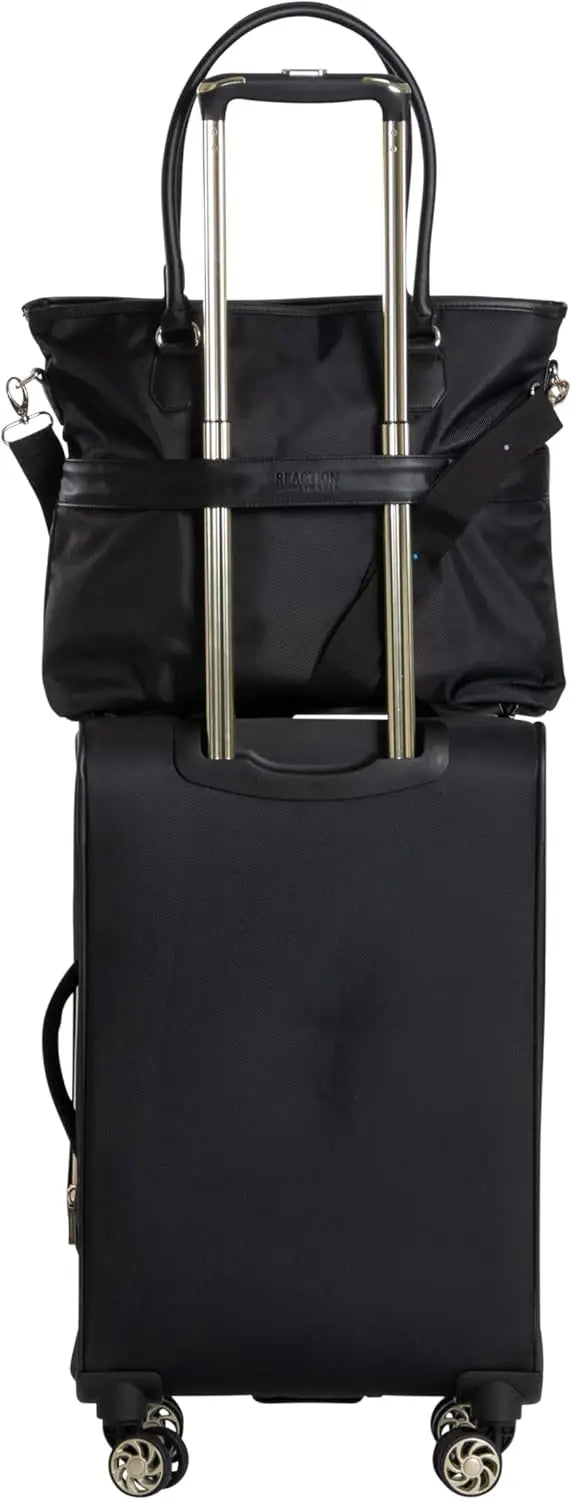20" Expandable 8-Wheel Carry-On Suitcase & Matching 15" Laptop Tote Bag, Black - Durable Travel Bundle