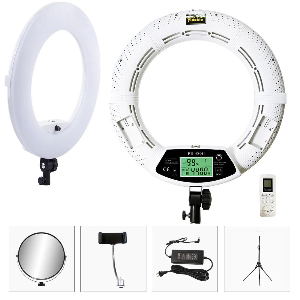 18inch Ring Lights with Tripod Remote Control LED Video Lamp FE480 96W Fill Light Bi-color Photo Studio for Makeup Beauty Salon