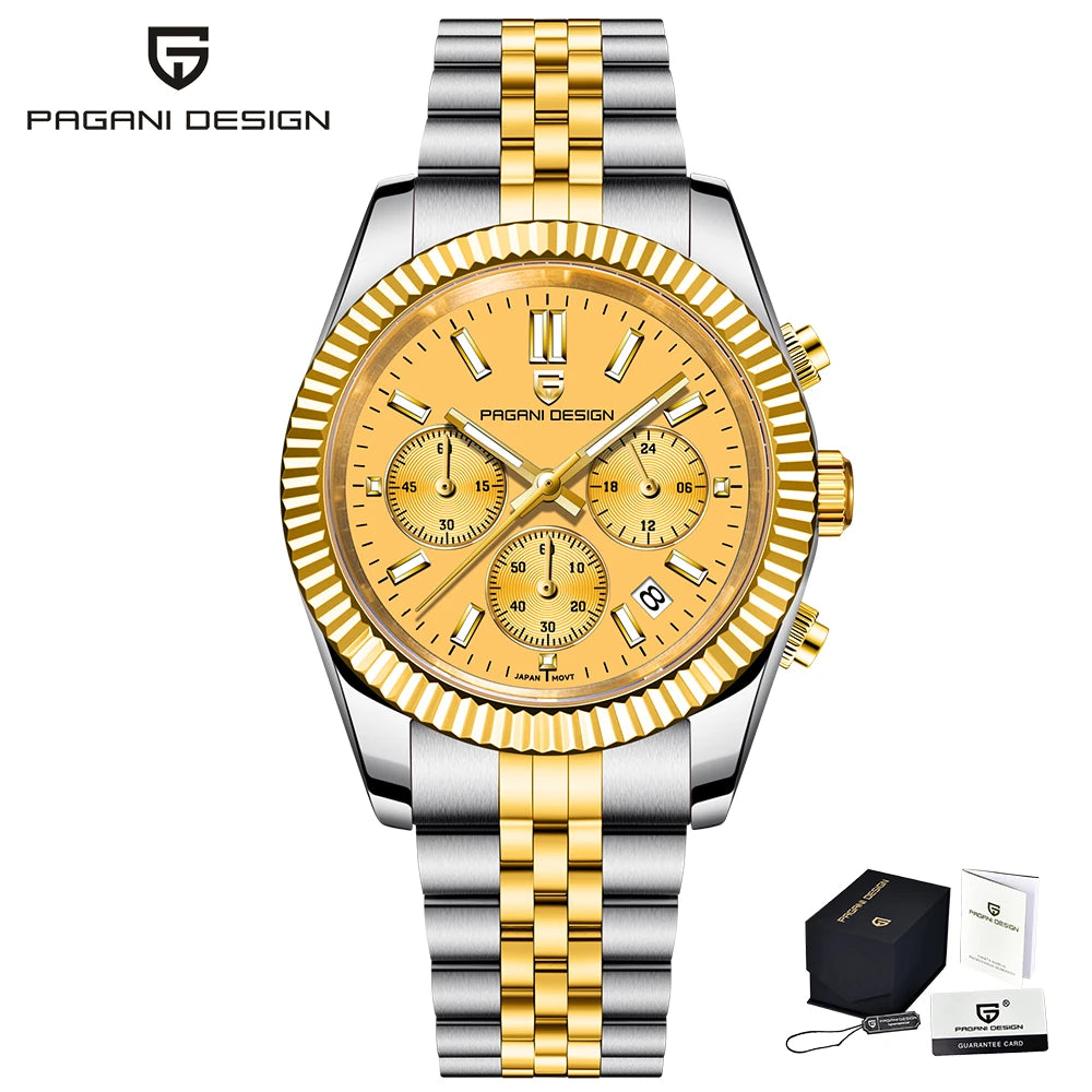 2025 New PAGANI DESIGN Men's Sports Quartz Watches Top VD53 Sapphire Stainless Steel 5Bar Waterproof Clock Chronograph