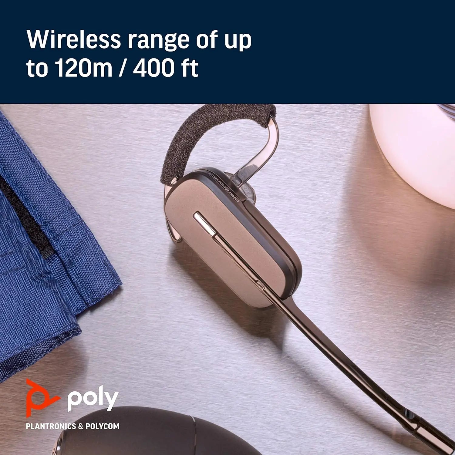 Wireless DECT Headset with Noise Canceling Microphone, Single Ear Convertible Design for Desk Phones, Up to 7 Hours Talk Time