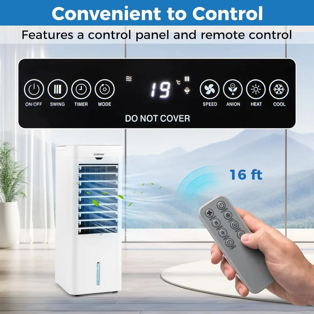 3-in-1 Portable Air Cooler, Heater, and Fan with 3 Speeds, 12-Hour Timer, 5.4L Tank, Ideal for Home and Office