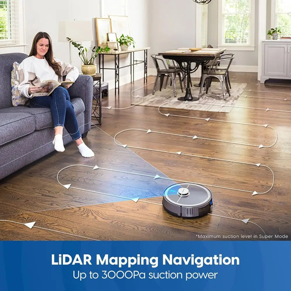 3-in-1 Smart Robot Vacuum and Mop with Self-Emptying Station, LiDAR Navigation, 3000Pa Suction, Ideal for Pets and Multi-Floor H