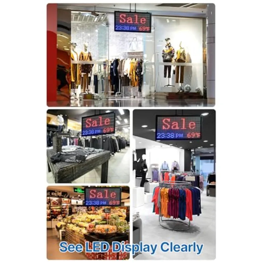 20"x11" Smart LED Open/Closed Sign Outdoor Waterproof RGB Color Changing Backlight with Remote Control Digital Alarm Clock Cale