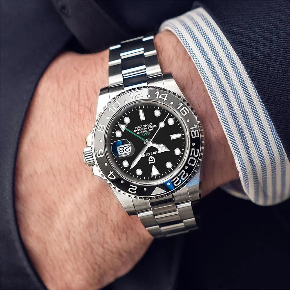PAGANI DESIGN 40MM GMT Automatic Watch Men's Mechanical Wristwatch Sapphire Glass 100m Waterproof Man Watches Relogio Masculino