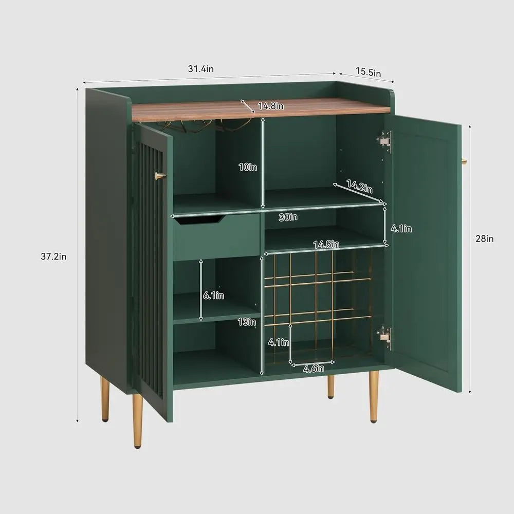 Bar Cabinet with Wine Racks and Adjustable Shelves for Home, Living Room, Dining Room
